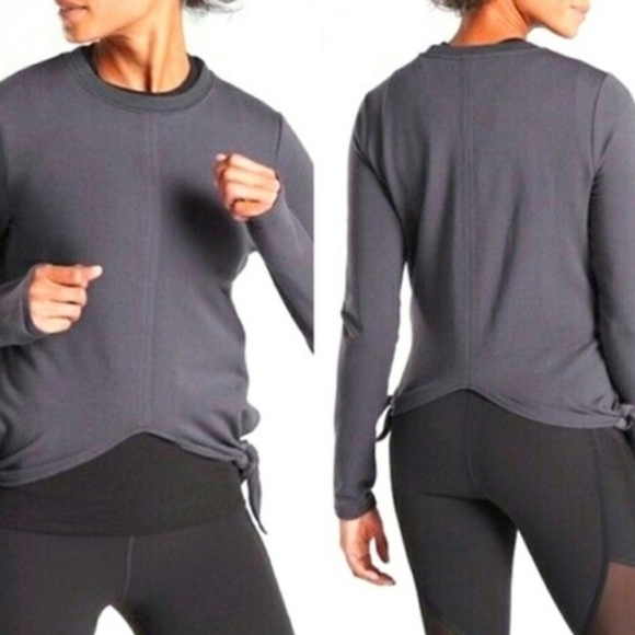 Athleta Samsara Side Tie Lyocell Blend Sweatshirt size XS in Gray - Picture 2 of 7